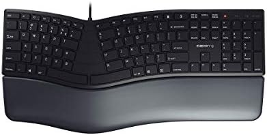 CHERRY KC 4500 ERGO, English layout, QWERTY keyboard, ergonomic keyboard, with padded palm rest, wired keyboard, black