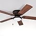 Prominence Home Benton Traditional 52 Inch Ceiling Fan with Light, LED Flush Mount Ceiling Fan, Indoor Fan with 5 Blades, Brown Walnut and Brown Maple Blade Finish Options, Bronze (51429-01)