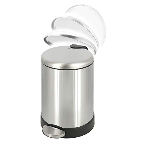 Glad Small Trash Can, 1.2 Gallon | Round Stainless Steel Garbage Bin with Soft Close Lid & Step Foot Pedal | Metal Waste Basket with Removable Inner Bucket, Stainless by Glad - Image 3
