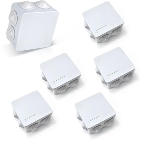 Brvozify 6 piezas caja de derivación impermeable ip55 de superficie, caja estanca exterior para cables 85 x 85 x 50mm, instalación en interior exterior, para exterior iluminación cable de conexión