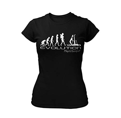 Evolution of A Physiotherapist - Womens Physio Occupation Novelty Organic Cotton T-Shirt (Medium, Black) Evolution of A Physiotherapist - Womens Physio Occupation Novelty Organic Cotton T-Shirt (Medium, Black)
