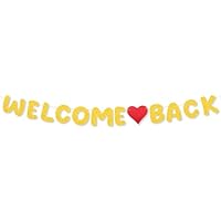 HJZHII Glitter Welcome Back Banner, Back to School Party Hanging Banner Homecoming Returning Home Retirement Party Decor First Day of School Classroom Decorations Photo Prop