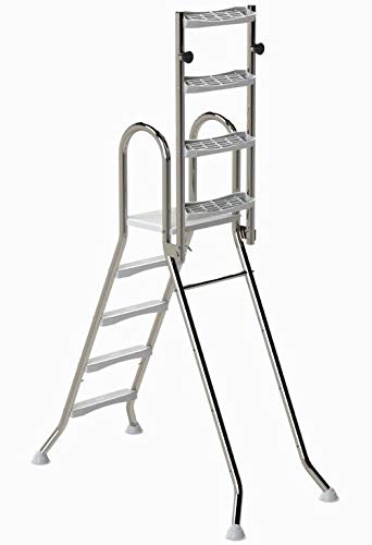 IDEAL Edelstahl Sicherheits-Hochbeckenleiter klappbar 4+4 Stufen (1,20m/1,20m) V2A by well2wellness® Cover