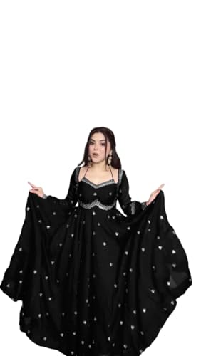 Image of Beautiful Embroidered Anarkali Gown for Women ||Festive Outfit with Intricate Detailing