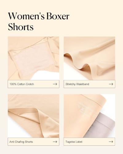 Image of SHARICCA Boyshorts Panties for Women Seamless Soft Boy Shorts Underwear | No Show Ice Silk Boxer Briefs, Anti Chafing Short Pack, High Waisted Plus Size for Summer, Sleeping, Under Legging, Dress