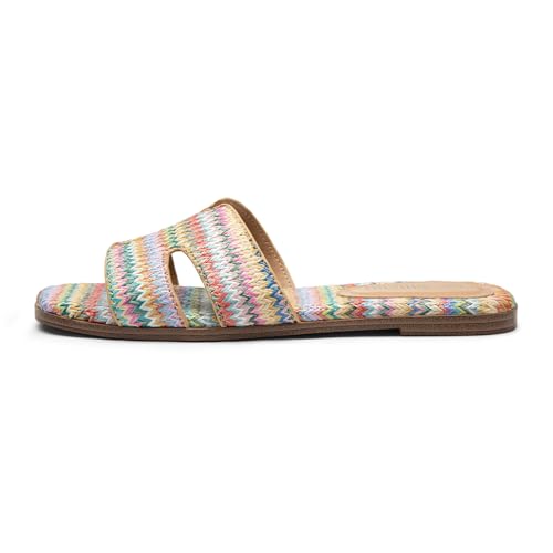 Image of Rihero Flat Sandals Women Dressy Comfortable Slip On Leather Slide Sandals
