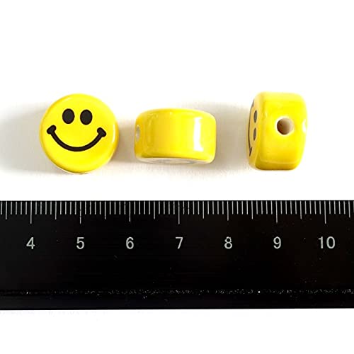 Amazon | Craft Tamago 【10個】ニコちゃん 陶器製ビーズ 縦穴 15*9mm