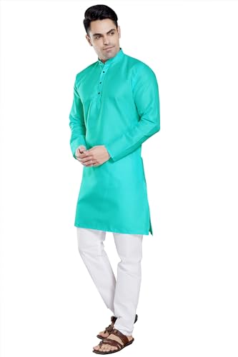 Image of DIVISIVE Men's Plain Cotton Blend Linen Slim Fit Kurta Pyjama Set