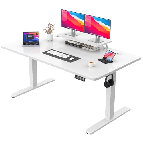 JUMMICO Höhenverstellbarer Schreibtisch mit Monitorständer, Elektrisch Schreibtisch Steh-Sitz, Standing Desk,160 x 70cm, Weiß JUMMICO Höhenverstellbarer Schreibtisch mit Monitorständer, Elektrisch Schreibtisch Steh-Sitz, Standing Desk,160 x 70cm, Weiß