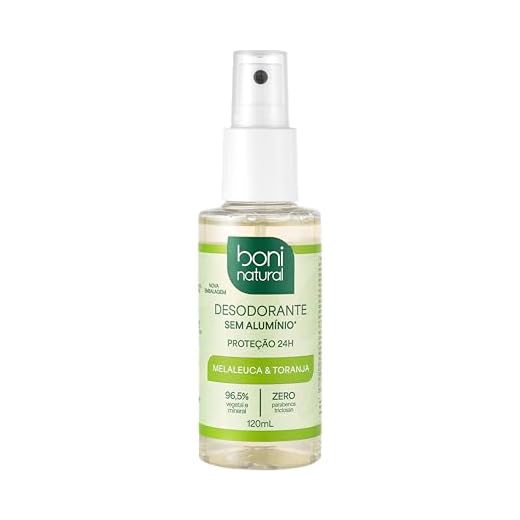 Desodorante Spray Natural e Vegano, Melaleuca e Toranja, Saudável, Boni Natural, Transparente, 120 ml