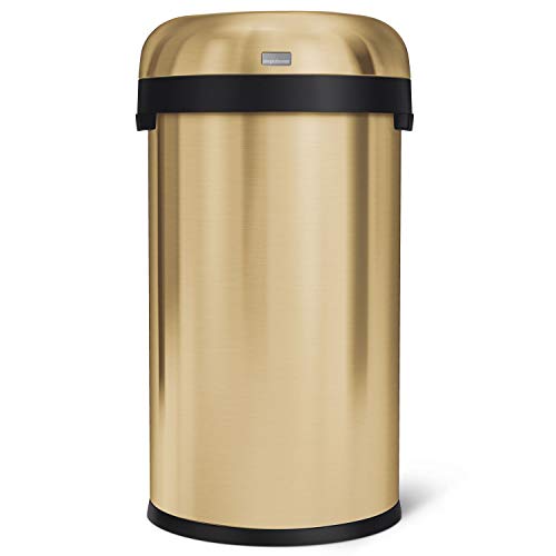 Image of simplehuman 60 Liter / 16 Gallon Bullet Open Top Trash Can Commercial Grade Heavy Gauge Brass Stainless Steel