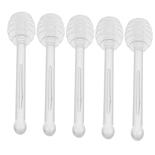 BRIGHTFUFU 5pcs Honey Stick Reusable Honey Rods Honey Pot Sticks Honey Dipper Stick Portable Honey Stir Stick Home Honey Rod Kitchen Honey Dipper Reusable Honey Dipper Plastic re-usable