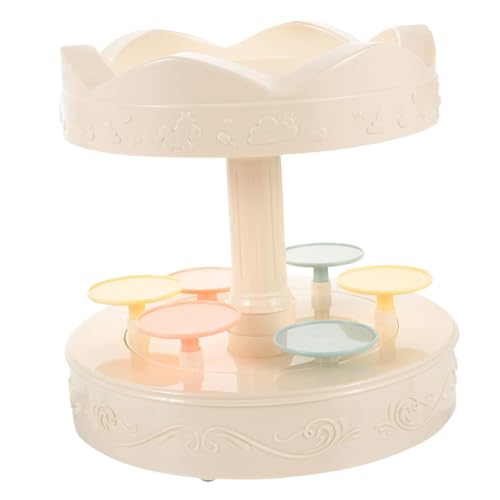 BRIGHTFUFU Rotating Cake Stand Cupcake Stand Cake Swing Turntable Cake Stand Sushi Display Tray Dessert Display Stand Dessert Platter Jewelry Tray Rotating Cupcake Display Stand Beige Plastic