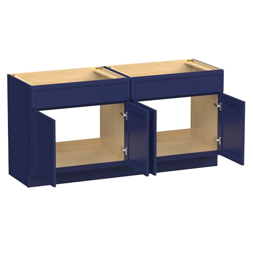 Vanity Art 78 Inch Bathroom Vanity Base Cabinet Double Sink Top (Without Sink), Soft Closing Door, Storage Unassembled Cabinet, Blue, 2ea 39 Inch Cabinet Combo