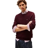 Tommy Hilfiger Uomo Pullover Essential Structure Crew Neck Regular Fit, Rosso (Deep Burgundy), M