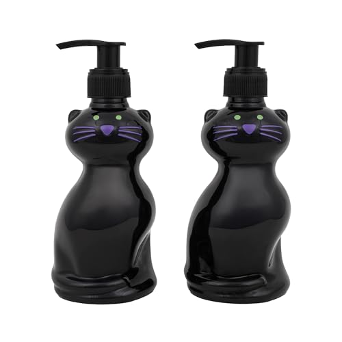 Simple Pleasures Set of 2 Black Cats Scented Liquid Hand Soap Dispensers - Autumn & Halloween Novelty Décor – Decorative Refillable Hand Pumps for Kitchen Countertop and Bathroom Sinks