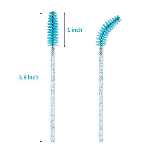 Image of CHEFBEE 100PCS Disposable Eyelash Spoolies Brush with Container, Blue