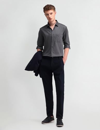 Image of Arrow Solid Slim Fit Mens Formal Shirt - 100% Cotton, Breathable & Comfortable, Full Sleeves Shirts for Men