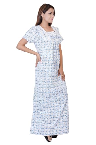 Image of Women's Cotton Block Print Knee Length Nighty