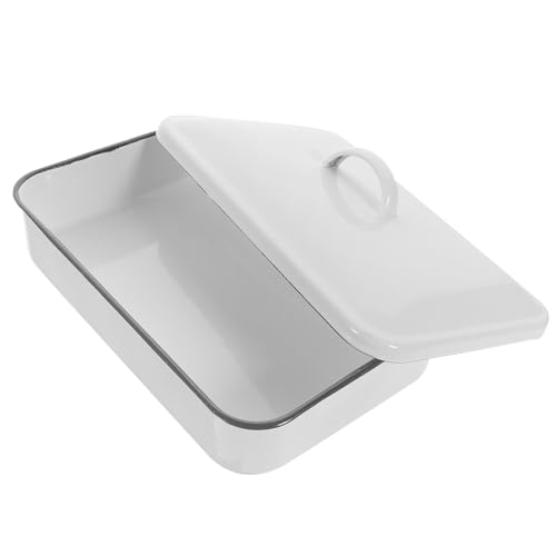 ibasenice Bandeja Esmaltada para Horno 24x16 Cm Resistente al Calor Tapa de Color Claro Fácil de Limpiar Adecuada para Postres y Fiestas de Fin de Semana