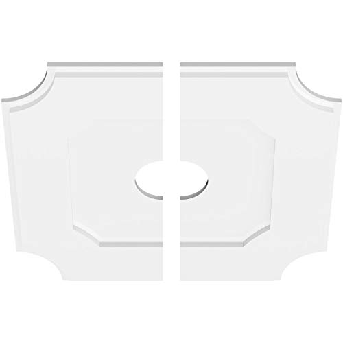 Image of Ekena Millwork CMP22LE2-04000 Locke Architectural Grade PVC Contemporary, Two Piece Urethane Ceiling Medallions 22 inchOD x 4 inchID x 13 inchC x 1 inchP