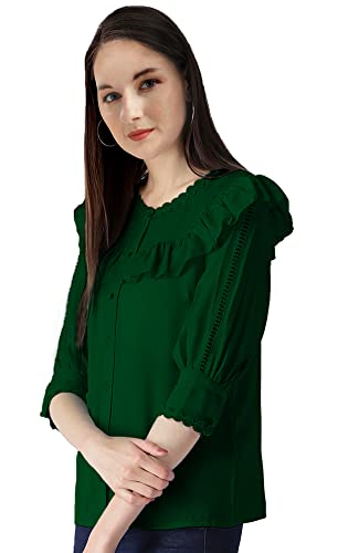 Image of Girls /Women Cuffed Sleeves Solid Shirt Style top-102