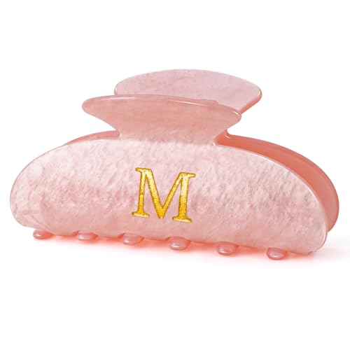 Image of Hair Clips for Women | Monogram Hair Claw Hair Accessory | Personalized Gifts for Women Teen Girl Trendy Stuff | Cute Hair Claws | Gifts for Girls Her Mom Bridesmaid Wife - Pink,M
