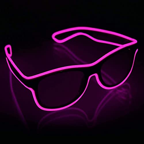 SOOOEC Kabellose leuchtende LED-Brille mit Blinkmodus Glow in Dark Party für Rave-Party, Halloween, Weihnachten, Disco, Konzert, EDM (rosa)