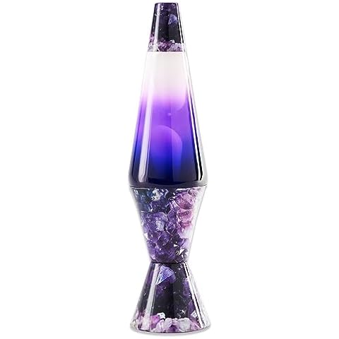 Spencer Gifts Lava® Lamp - 17" Amethyst - The Original Motion Lamp - White Wax and Clear Liquid with Printed Base and Hand Painted Globe Exclusive Cover