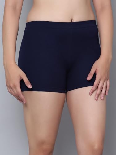 Image of Aimly Cotton Stretchable Cycling Gym Yoga Above Knee Slip Shorts for Women Combo Pack of 3