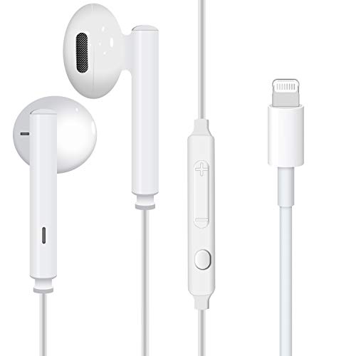 Lightning Connector Earphones MFI Certified Earbuds Wired Headphones with Microphone and Volume Control Compatible with iPhone 11 Pro/XR/XS Max/X/7/8Plus