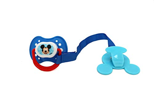 Image of Disney Cudlie Mickey Mouse Baby Boy 4 Pack of 2 Pacifiers & 2 Clips with Old Time Mickey Print