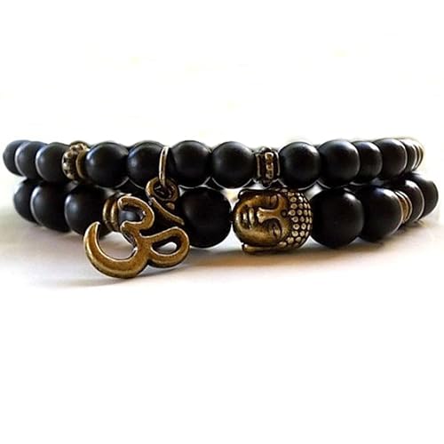 Shining Diva Fashion Yoga & Meditation Om Charm Buddha Reiki Beads Stylish Bracelet for Men Boys Women Girls Unisex (9377b)