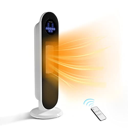 Keramik HeizlüFter Energiesparend Elektrischer HeizköRper Leise Mit Thermostat Fernbedienung 2000W Konvektor Heizung WäRmestrahler Wohnzimmer üBerhitzungs & Kippschutz 12h Timer Cover