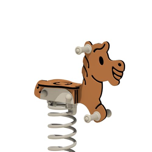 Wickey PRO Federwippe Pferd Jumpey braun - Federtier Spielplatzgerät - inklusive Bodenanker - Outdoor Spielplatz Wippe für Kinder - für öffentliche Spielplätze und Schulen