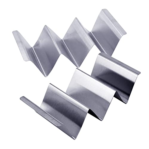 Taco Holder Stainless Steel Taco Stand with Handle Taco Holders Rack Trays for 3 Tacos Oven Grill and Dishwasher Safe Set of 2