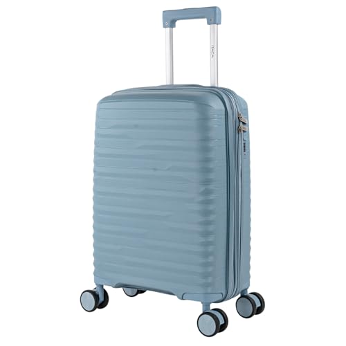 ITACA - Maleta Cabina 55x40x20 rígida con Ruedas Tipo Trolley Ligera Apta para avión y Ryanair - Equipaje de Mano para Viajes Cortos. Candado de Combinación Extensible, Azul Vaquero