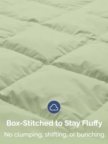 Image of Full Size, Emerald /Light Sage Green Alternative Down Comforter - Warm & Breathable Hotel Quality Bedding for Men, Women, Kids & Teens - All Season Oversized Cooling Microfiber Duvet Insert Comforter