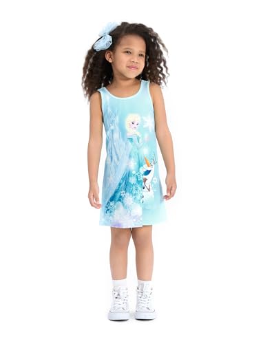 Image of Disney Stitch Princess Frozen Elsa Minnie Mouse Girls Tank Dress Sleeveless A-Line Sundress Summer Beach Clothes 2-9 Years