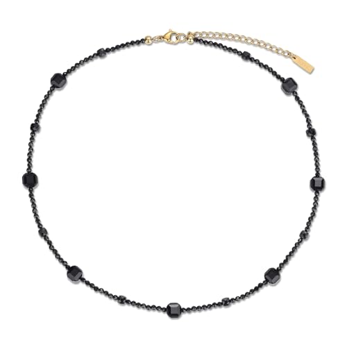 GAVU Ras du Cou, Collier Pierre Noire Femme, Collier Spinelle Noire/Onyx Noir