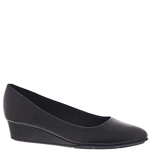 Abelle Black Leather Easy Spirit Wedge Pumps