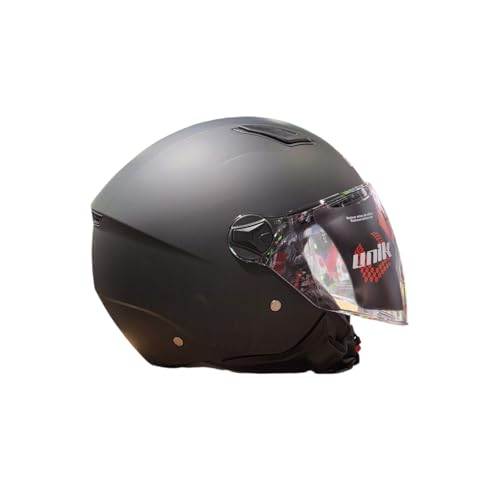 unik Casco Moto Jet Abierto Motocicleta Scooter Ciclomotor Hombre/Mujer Airflow Cierre Micrométrico Desmontable Homologado - Negro Mate Talla XL