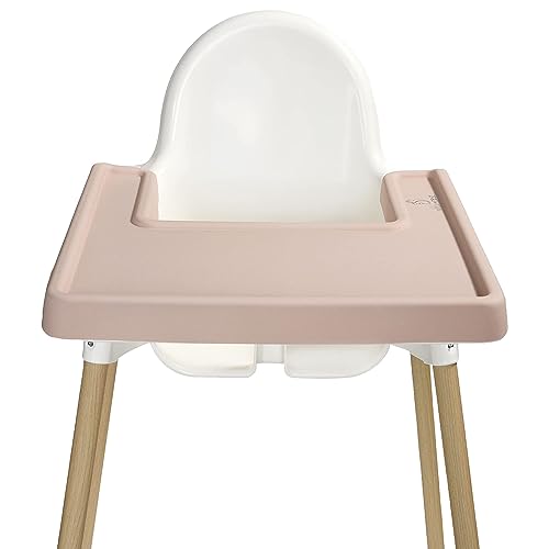 Image of Nibble and Rest Highchair Grippy Coverall Placemat, Compatible with IKEA Antilop, Wipeable, Silicone Placemat for Highchair Tray (Dustypink)
