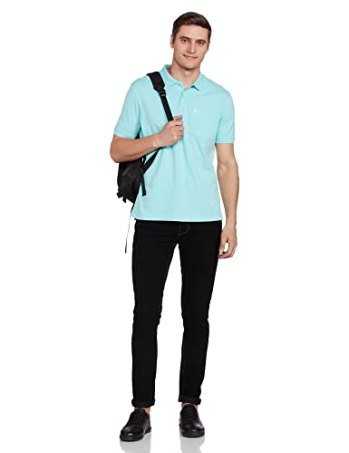 Image of Parx Men's Cotton Polyester Blend Jacquard Pattern Regular Fit Rib Collar Polo Neck Half Sleeve Casual T-Shirt
