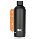 Milu Botella de agua 500, 750, 1000ml térmica de acero inoxidable de botella aislada a prueba de fugas, doble pared, para bebidas carbonatadas, incluye cepillo de limpieza (Grabado, 750ml)