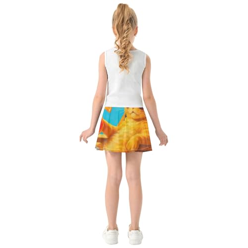 Cat Beach Chair Tropical Cocktail Girls' Shorts Athletic Skorts Tennis Skirts Kids Summer Butterfly Skirt 3t4