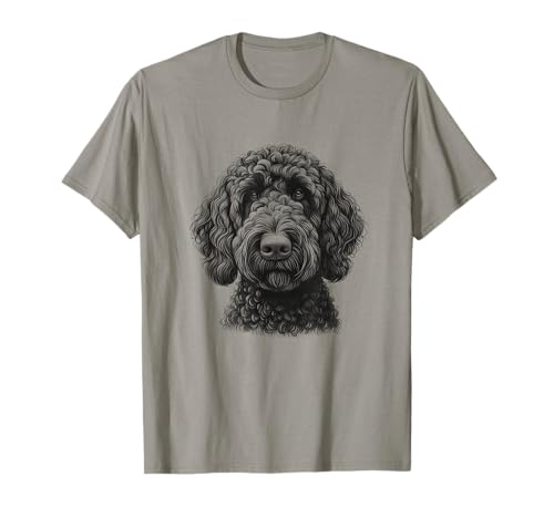 Black Labradoodle Dog Art Design T-Shirt