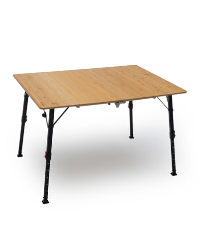 qeedo Quick Kimmy 110x80 cm Campingtisch rechteckig mit Bambus-Tischplatte,...