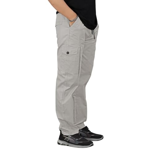 Image of Unisex 100% Cotton Cargo Pants for Men & Women | Multi Pocket Utility Combat Trousers | Regular Fit | Breathable Durable Fabric | Casual Travel Outdoor Wear | Color Dark Grey | Size (30-40)