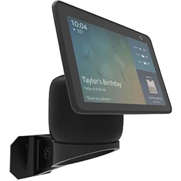 Suporte Stand Apoio de Parede Compatível com Amazon Alexa Echo Show 10 - Smart Display Home - 360 graus - Preto